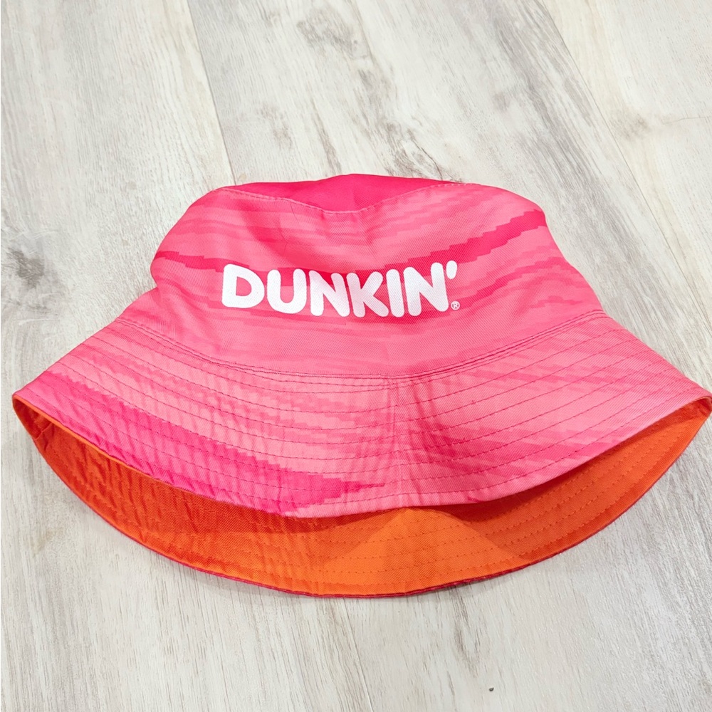 Pink & Orange Reversible Dunkin Donuts Bucket Beach Hat